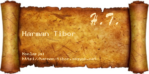 Harman Tibor névjegykártya